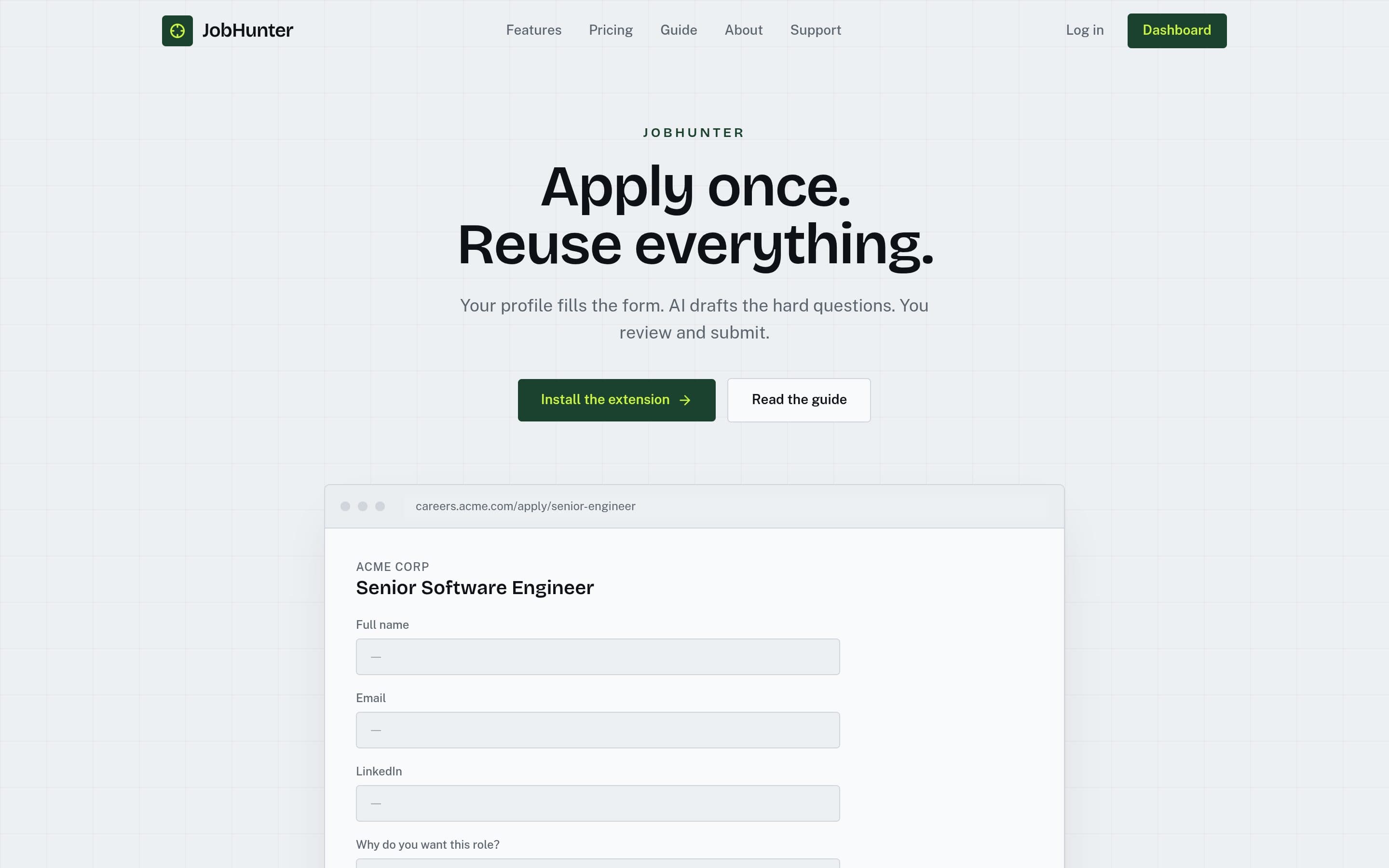 JobHunter website preview